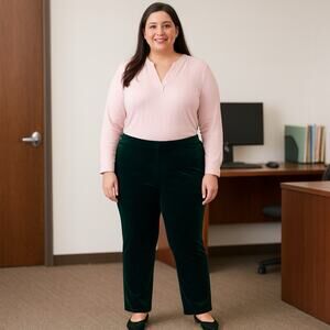 NWT Chico's Travelers Pants Women's Sz 3 (XL) Velvet Enchanted Forest No Tummy